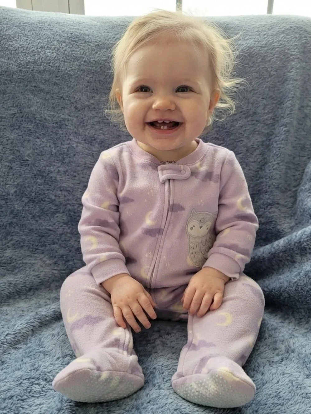 Carter's 9M Purple Owl Print Footie
